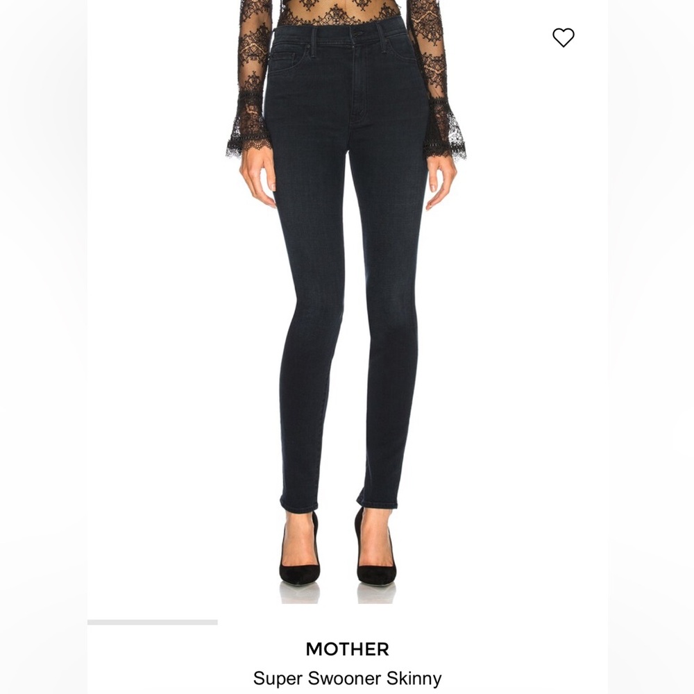 MOTHER Super Swooner Skinny Jeans in Washed Black